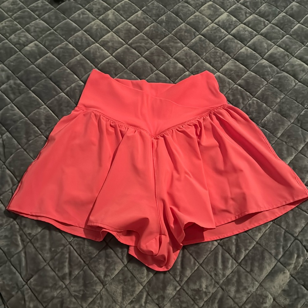 Hot pink aerie cross over shorts